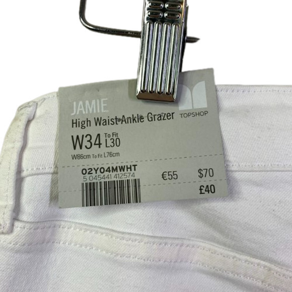 TOPSHOP White Jamie Moto High Waist Ankle Grazer Jeans - NWT - Picture 11 of 11